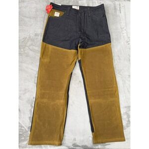 Filson x Wrangler Two-Tone Adventure Jeans Mens 36x32 Blue Denim Tan Relaxed NWT